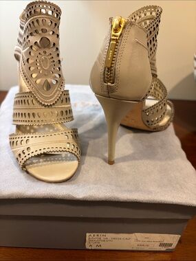 Aerin Nude Laser-Cut Stiletto Sandals